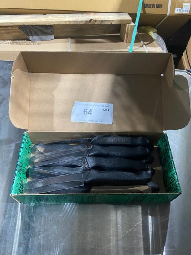 NEW! Dexter Russell Prodex Series Commercial Stainless Steel 6" Curved Semi-Flex Boning Knives! With Black Grip Handle! Model: PDSH131-6ST! 12X Your Bid! - Image 1 of 7