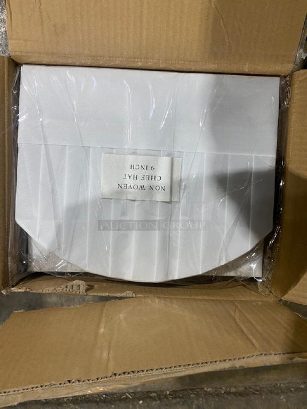 NEW! Landau Uniforms Commercial White Non-Woven 9" Chef Hats! Model: CW1475! 2X Your Bid! - Image 4 of 8