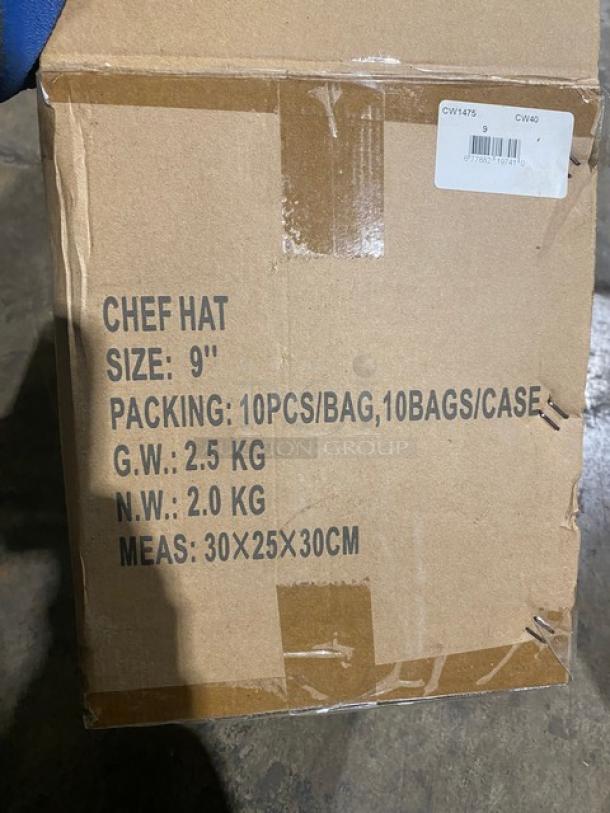NEW! Landau Uniforms Commercial White Non-Woven 9" Chef Hats! Model: CW1475! 2X Your Bid! - Image 8 of 8
