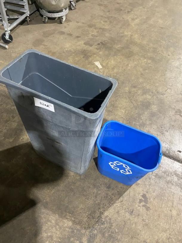 Commercial Gray Rectangular Trash/Waste Disposal Bin! With Commercial Blue Mini Recycle Bin! 2X Your Bid! - Image 7 of 7