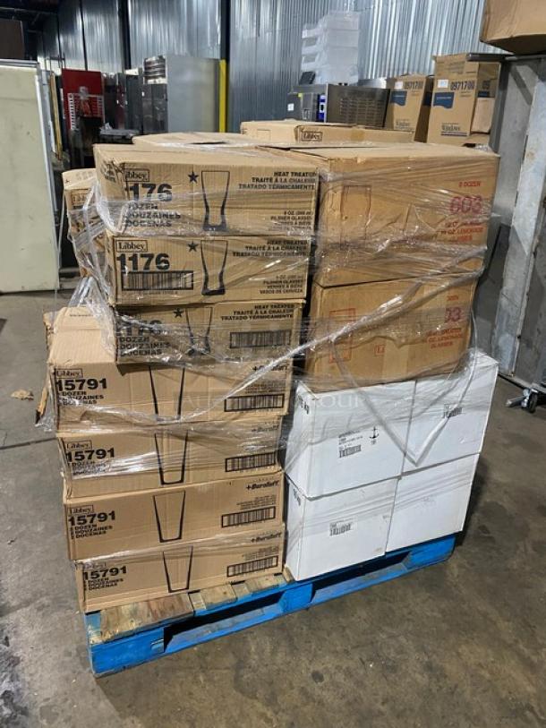 BRAND NEW! Mixed Pallet! Libbey Sportsware Collection Commercial Clear 16 Oz. Baseball Style Mixing Glasses! Model: 5332! With Libbey Sportsware Collection Commercial Clear 16 Oz. Golf Style Mixing Glasses! Model: 5330! With Libbey Grande Collection 17 Oz. Fiesta Margarita Glasses! Model: 8417! With Libbey Vina Collection Commercial Clear 8 Oz. Flute Glasses! Model: 7500! With Libbey Commercial Clear Heat-Treated 9 Oz. Hourglass Style Pilsner Glasses! Model: 1176! With Libbey DuraTuff Collection Commercial Clear 20 Oz. Stacking Mixing Glasses! Model: 15791! With Libbey Commercial Clear Heat Treated 14 Oz. Lemonade Glasses! Model: 603! & More! ALL NEW IN THE BOX! 40X Your Bid! - Image 3 of 11