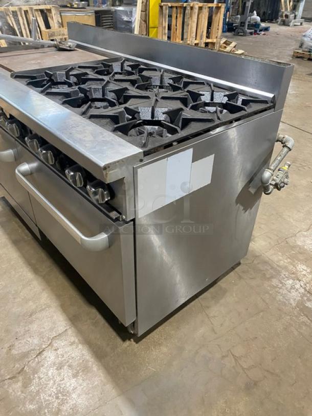 CookRite Commercial Stainless Steel Natural Gas Powered Split Top Flat Griddle & 6 Burner Range/Double Oven Combo! With Back Splash! With Wire Oven Racks! On Legs! - Image 2 of 12