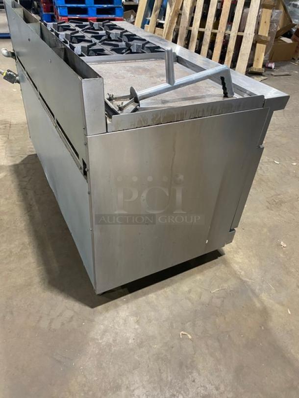 CookRite Commercial Stainless Steel Natural Gas Powered Split Top Flat Griddle & 6 Burner Range/Double Oven Combo! With Back Splash! With Wire Oven Racks! On Legs! - Image 4 of 12