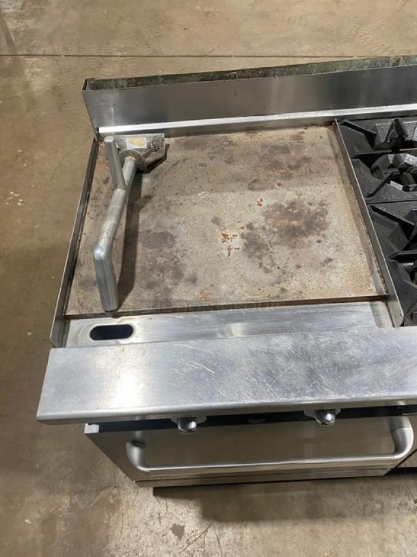 CookRite Commercial Stainless Steel Natural Gas Powered Split Top Flat Griddle & 6 Burner Range/Double Oven Combo! With Back Splash! With Wire Oven Racks! On Legs! - Image 6 of 12