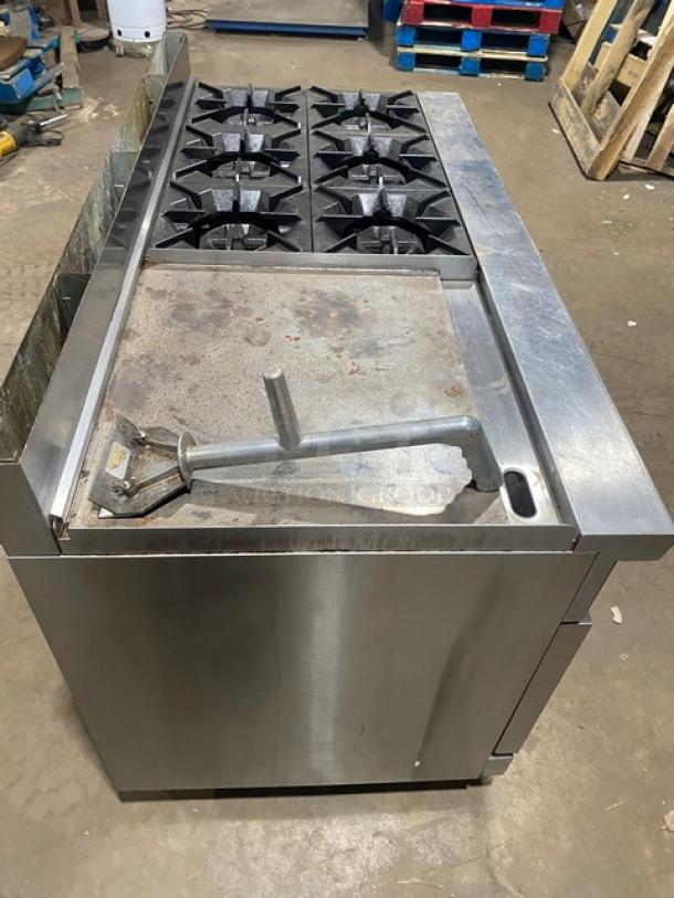 CookRite Commercial Stainless Steel Natural Gas Powered Split Top Flat Griddle & 6 Burner Range/Double Oven Combo! With Back Splash! With Wire Oven Racks! On Legs! - Image 12 of 12