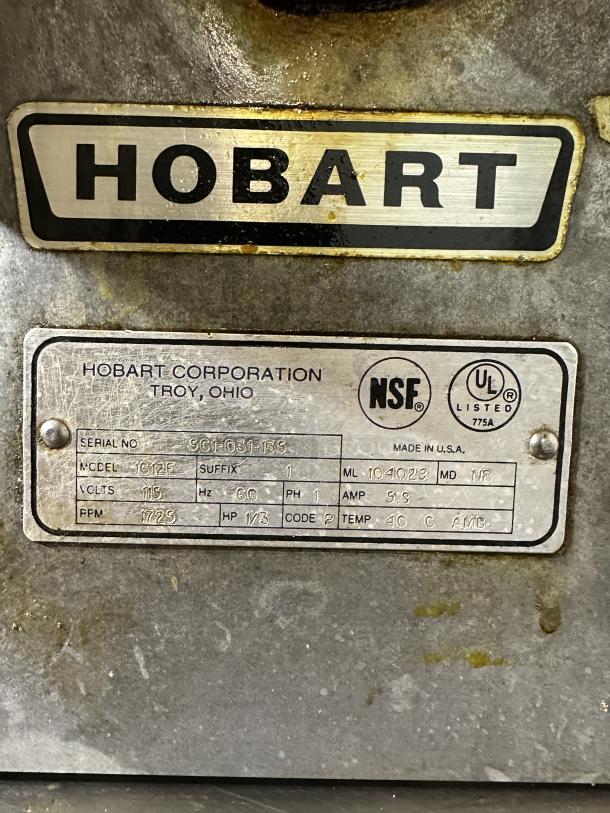 Hobart 1612E Stainless Steel Commercial Countertop Meat Slicer. 115 Volts, 1 Phase. Tested and Working! - Image 4 of 4
