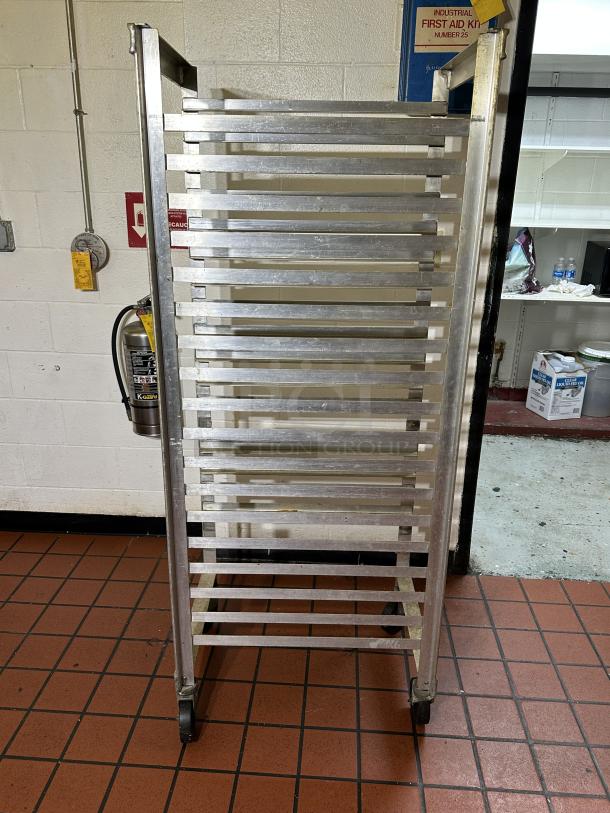 Metal Commercial Pan Transport Rack on Commercial Casters. - Image 2 of 2