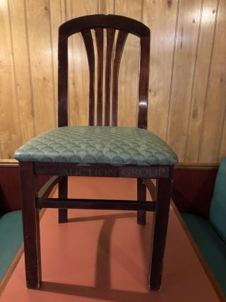 Brown chairs with green seashell print on the seat
4xBid