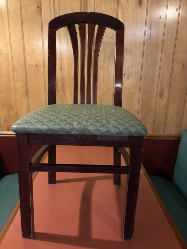 Brown chairs with green seashell print on the seat
4xBid - Image 1 of 1