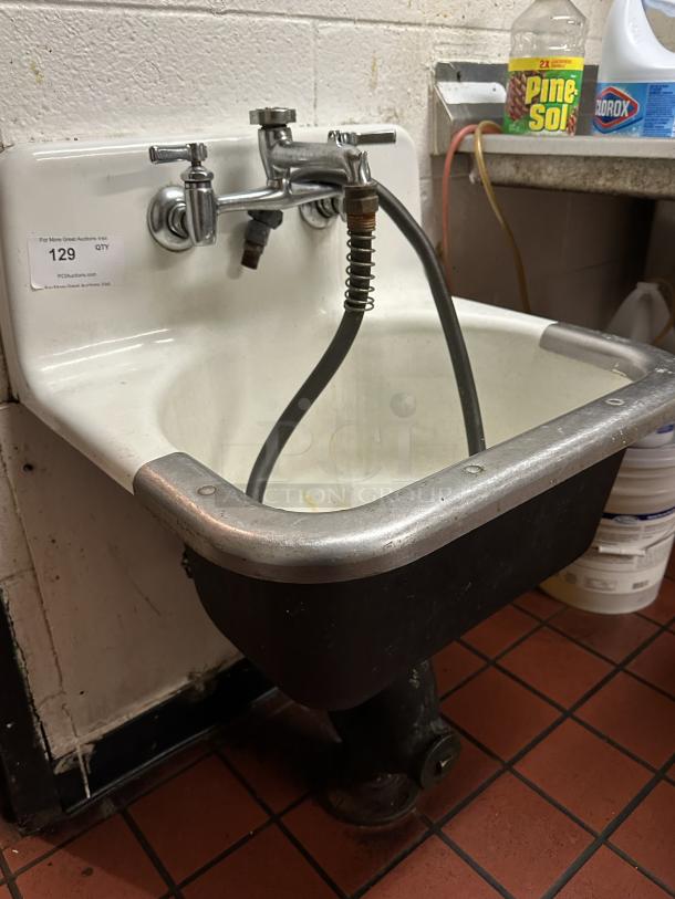 Porcelain Utility Sink with Faucet, Very Heavy!! - Image 2 of 2