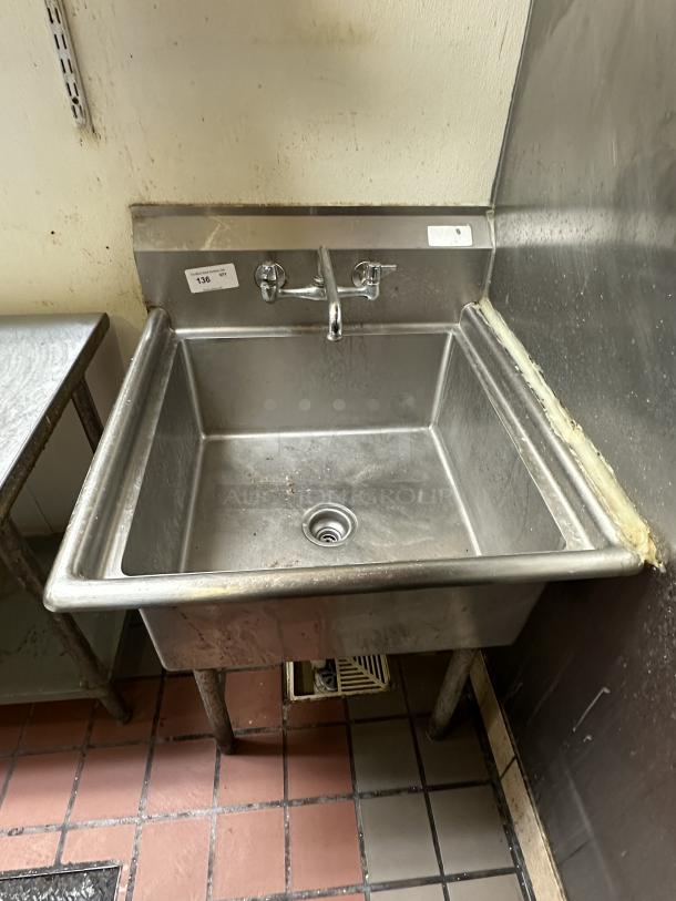 Stainless Steel Single Bay Sink w/ Faucet and Handles - Image 2 of 2