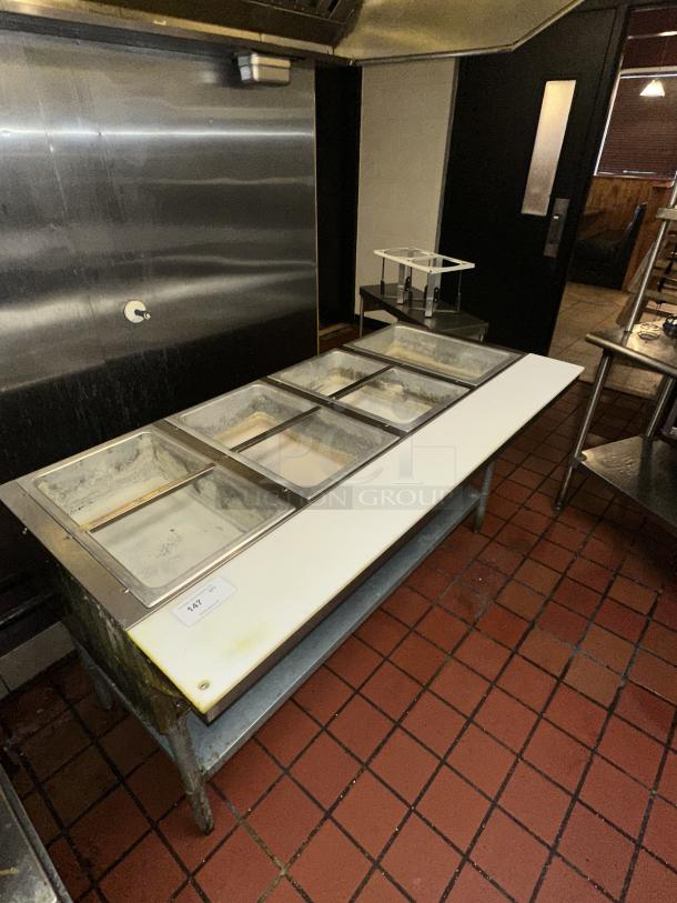 Eagle Natural Gas Four Pan Sealed Well Water Bath Steam Table w/ Cutting Board and Under Shelf. 30,000 BTU - Image 1 of 4