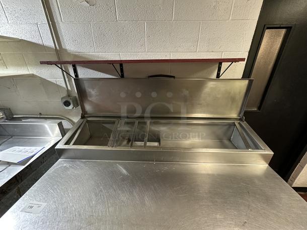 One Stanley Knight 2 Door SS Refrigerated Pizza/Sandwich Prep Table with Top Cold Rail, 2 Racks, On Commercial Casters. Model# PRR40VPS. 115 Volt.  TESTED AND WORKING!!!!! - Image 4 of 5