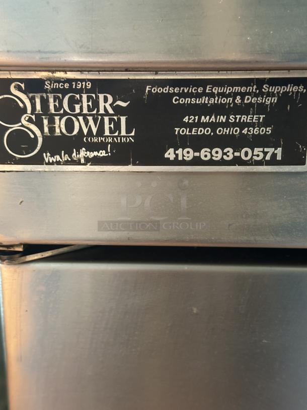 One Stanley Knight 2 Door SS Refrigerated Pizza/Sandwich Prep Table with Top Cold Rail, 2 Racks, On Commercial Casters. Model# PRR40VPS. 115 Volt.  TESTED AND WORKING!!!!! - Image 5 of 5