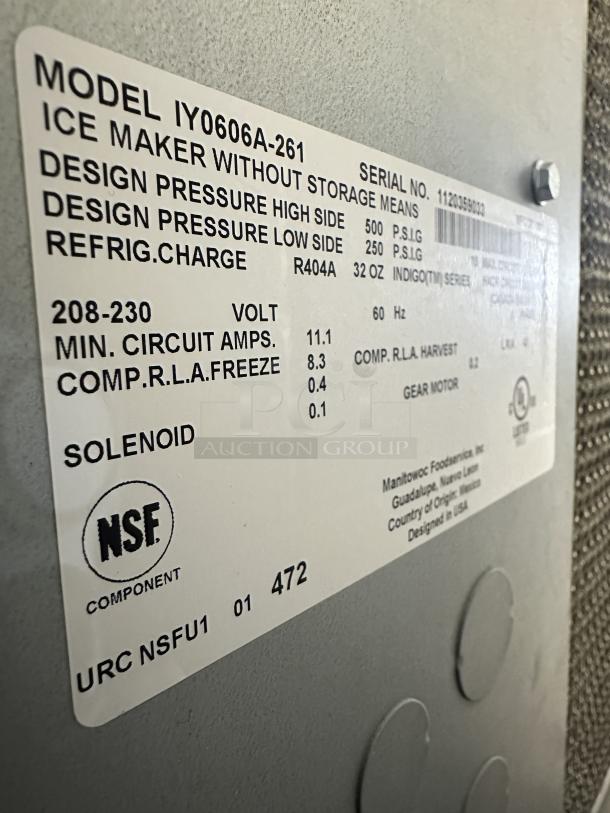 Like New!  Manitowoc ID-0606A-261 Ice Maker with B-570 Bin, 208-230 Volt single phase - Image 6 of 8