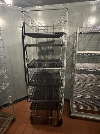 Wire Frame, with Plastic Trays, on Casters