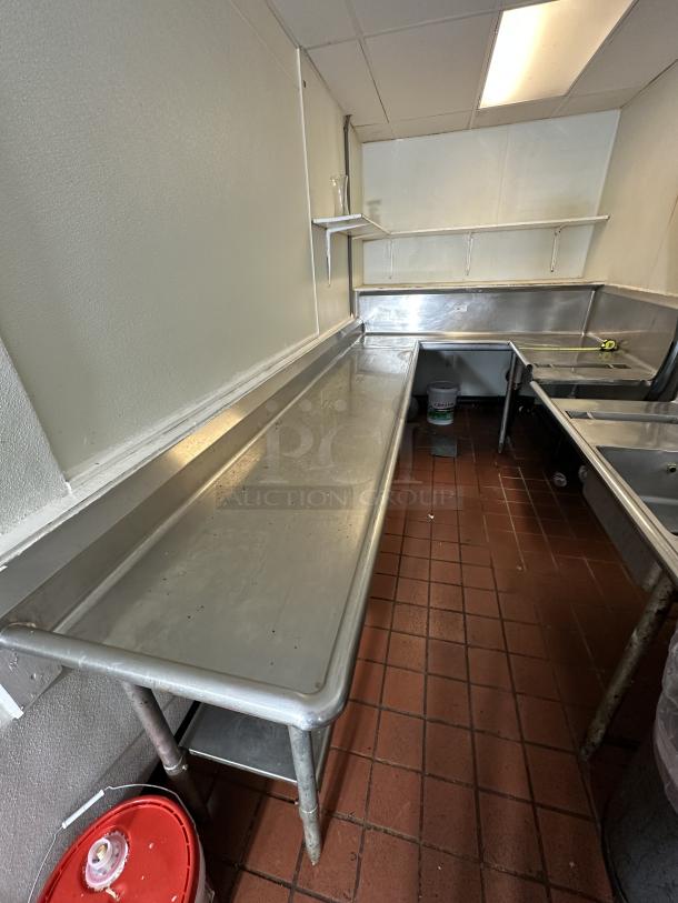 Stainless Steel Commercial Left Side Clean Side U-Shape Dish Area with Lower Shelf
Works with item# 295 - Image 4 of 5