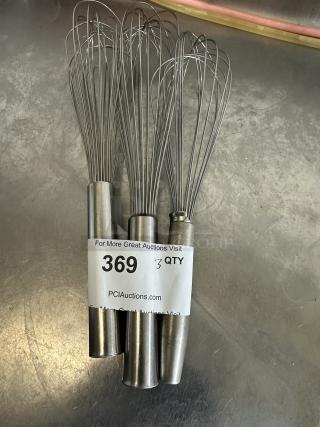 (2) 14" Stainless Steel French Whip / Whisk
(1) 12" Stainless Steel French Whip / Whisk
3x Bid