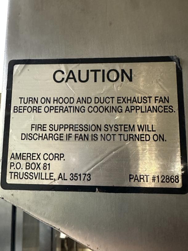 Amerex Exhaust Hood BUYER MUST REMOVE
Optional Removal Charge $500 separate from Bid - Image 2 of 5