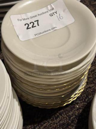 6" Bright White Embossed Porcelain Saucer 
16xBid