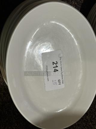 12 1/2" x 8 7/8" Ivory (American White) Wide Rim Rolled Edge Oval Stoneware Platter 
15xBid