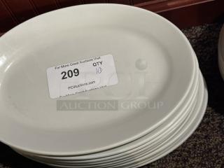 12 1/2" x 8 7/8" Ivory (American White) Wide Rim Rolled Edge Oval Stoneware Platter 
10xBid