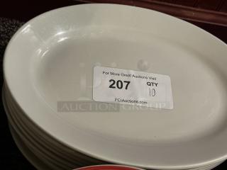 12 1/2" x 8 7/8" Ivory (American White) Wide Rim Rolled Edge Oval Stoneware Platter 
10xBid