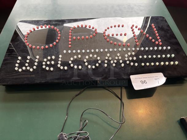 Open Welcome Sign, lights up.  Powered on and working - Image 1 of 3