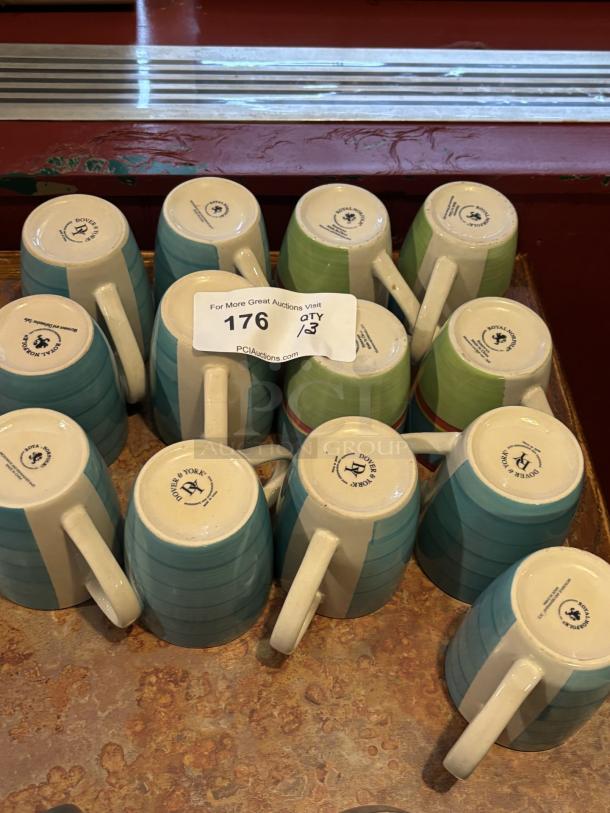 Lot of Coffee Mugs, Multi Colored, Blue and Green, Great Condition, 12 oz - Image 3 of 3