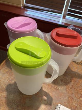 Lot of 3 Plastic Pitchers, 1 Gallon Each