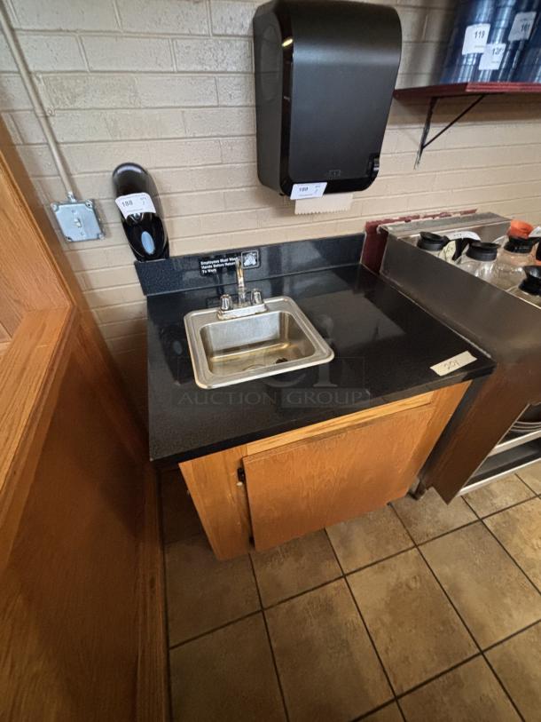 Cabinet, with Wash Sink, Wood with Black Top, 34.5x28x42 - Image 2 of 4