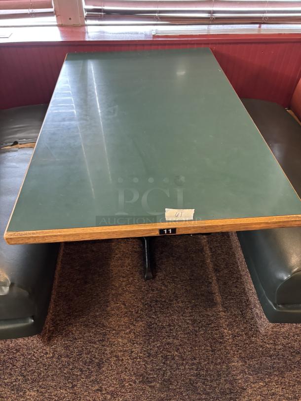 Green Top Tables, Attached To Wall - Image 1 of 2