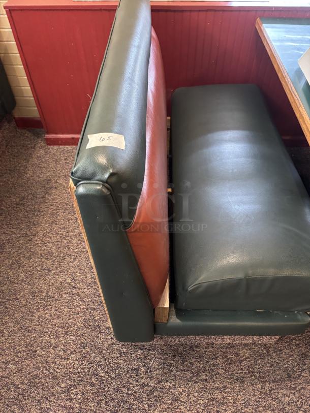 Booths, Brown and Green Singles, with Tears, 20 inch seat width, 47 inch long, 27 inch back - Image 2 of 2