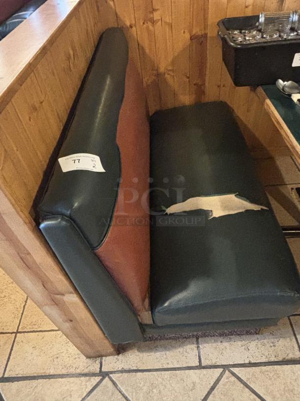 Booths, Brown and Green Singles, 20 inch seat width, 47 inch long, 27 inch back - Image 2 of 2