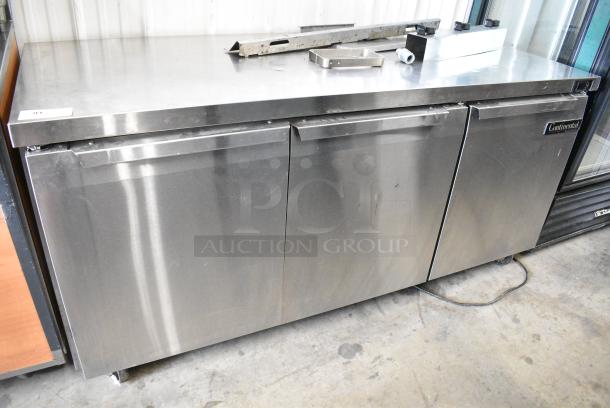 Continental SW72 Stainless Steel Commercial 3 Door Undercounter Cooler on Commercial Casters. 115 Volts, 1 Phase. Tested and Working! - Image 1 of 10