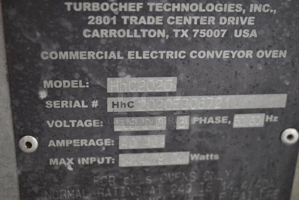 3 2017 Turbochef HhC2020 Stainless Steel Commercial Electric Powered Rapid Cook Conveyor Oven w/ Stand on Commercial Casters. 208/240 Volts, 3 Phase. 3 Times Your Bid! - Image 9 of 11