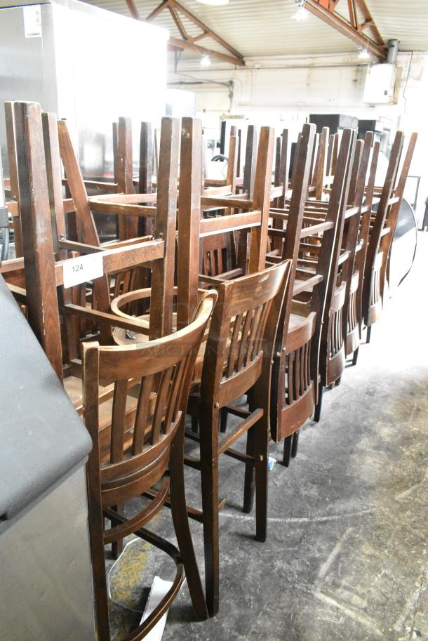 28 Wooden Bar Height Chair. 28 Times Your Bid! - Image 2 of 6
