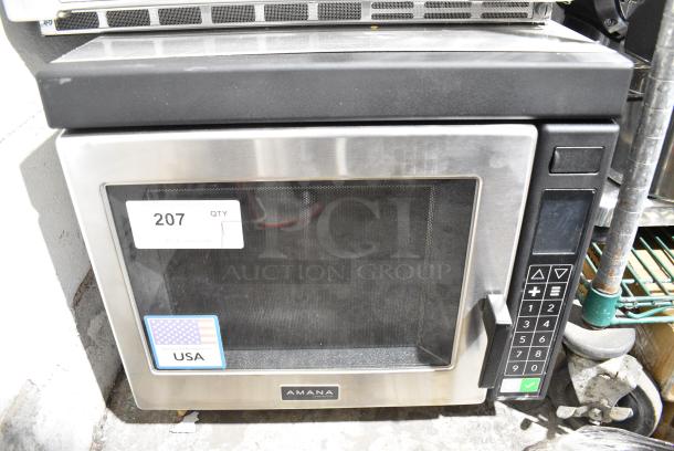 BRAND NEW SCRATCH AND DENT! 2025 Amana RC17S2 Heavy Duty Stainless Steel Commercial Microwave Oven with Push Button Controls. 208/240 Volts, 1 Phase. - Image 1 of 7
