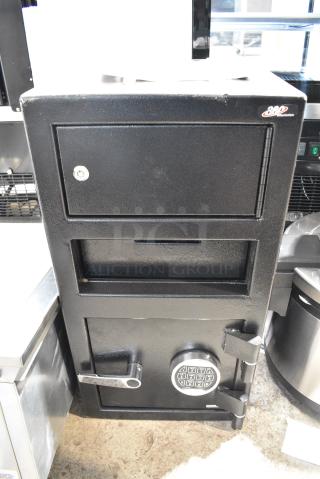 BRAND NEW SCRATCH AND DENT! 360 Office Furniture Black Metal Single Compartment Drop Safe.