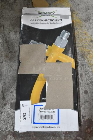 BRAND NEW SCRATCH AND DENT! Regency 600GKM3448 48" Mobile Gas Connector Hose Kit with 2 Elbows, Full Port Valve, Restraining Device, and Quick Disconnect - 3/4"