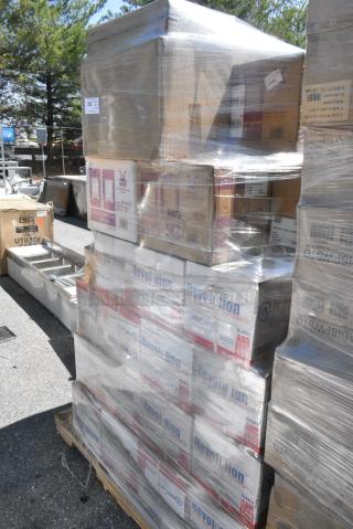 30 BRAND NEW! Boxes of Various Items Including Revolution 10255894 Synthetic Gloves, Heavenly Soft Jumbo Toilet Paper Rolls,  10069009 1/2 oz Jigger Stainless Steel, 10069197 Organic Serving Board, Carlisle 645007 Trays. 30 Times Your Bid! - Item #1180958