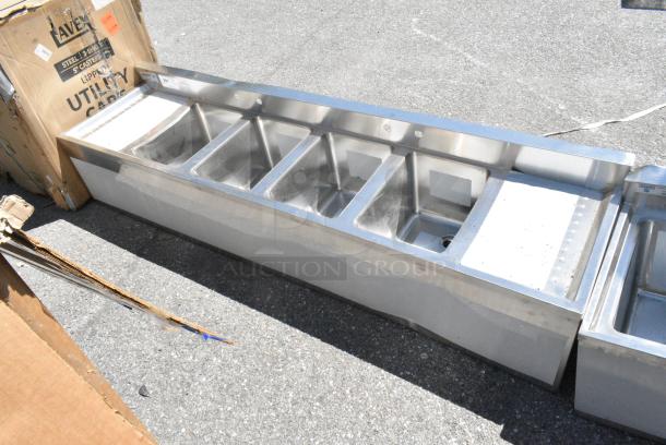 BRAND NEW SCRATCH AND DENT! Regency 600B41014213 4 Bowl Underbar Sink with Two Drainboards - 72" x 18 3/4" - Image 3 of 7
