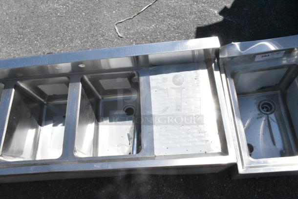 BRAND NEW SCRATCH AND DENT! Regency 600B41014213 4 Bowl Underbar Sink with Two Drainboards - 72" x 18 3/4" - Image 4 of 7