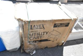 BRAND NEW SCRATCH AND DENT! Lavex 257LSUC24363 Lavex 36" x 24" x 35" Three Tray Shelf Steel Utility Cart - Fully Welded. May Be Missing Pieces.