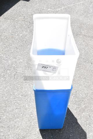 2 BRAND NEW SCRATCH AND DENT! Poly Bins; White and Blue. 2 Times Your Bid!