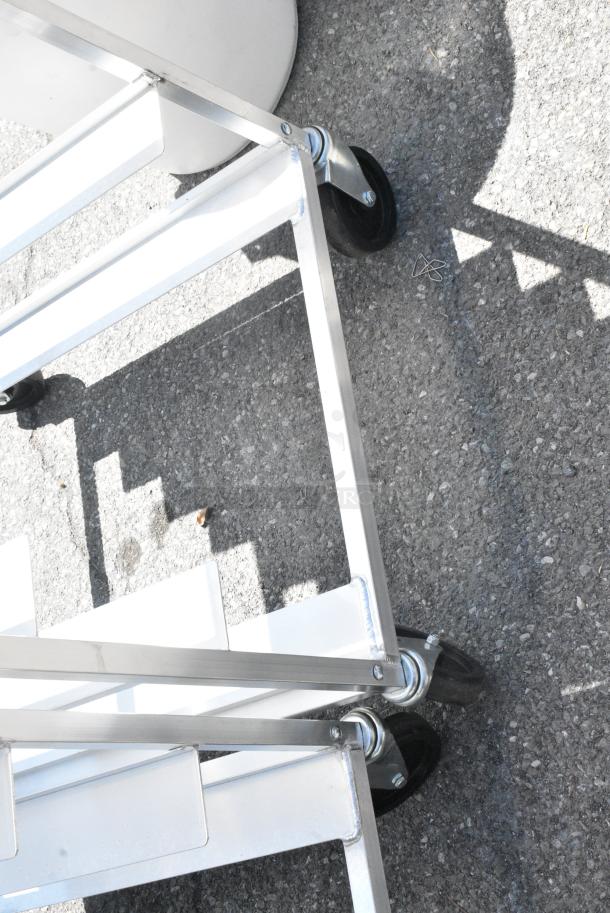 BRAND NEW SCRATCH AND DENT! Channel OT-8 Metal Commercial 8 Tray Aluminum Oval Tray Rack on Commercial Casters. - Image 3 of 6