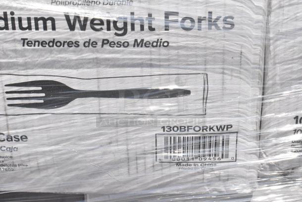 32 BRAND NEW SCRATCH AND DENT! Items Including 130WBKSSPOONH Choice Black Heavy Weight Wrapped Polystyrene Plastic Soup Spoon - 1,000/Case, 130BFORKWP Choice Individually Wrapped Medium Weight Black Polypropylene Plastic Fork - 1,000/Case, 347VNP7WHGD Visions 7 1/2" White Round Plastic Plate with Gold Vintage Rim - 120/Case, 130HPPWRBF Choice Black Heavy Weight Wrapped Polypropylene Plastic Fork - 1,000/Case, 612P527 Choice 7" Clear Round Plastic Dome Lid - 500/Case, 130BFORKWP Choice Individually Wrapped Medium Weight Black Polypropylene Plastic Fork - 1,000/Case, 500L1020BHT Choice Black Hot Paper Cup Travel Lid with Hinged Tab for 10-24 oz. Standard Cups and 8 oz. Squat Cups - 1,000/Case, 500CC24 Choice Clear PET Customizable Plastic Cold Cup - 24 oz. - 600/Case, 795PTOWHT4 Choice White Microwavable Folded Paper #4 Take-Out Container 7 3/4" x 5 1/2" x 3 1/2" - 160/Case. 32 Times Your Bid! - Image 7 of 15