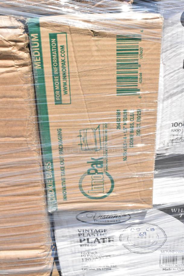 32 BRAND NEW SCRATCH AND DENT! Items Including 130WBKSSPOONH Choice Black Heavy Weight Wrapped Polystyrene Plastic Soup Spoon - 1,000/Case, 130BFORKWP Choice Individually Wrapped Medium Weight Black Polypropylene Plastic Fork - 1,000/Case, 347VNP7WHGD Visions 7 1/2" White Round Plastic Plate with Gold Vintage Rim - 120/Case, 130HPPWRBF Choice Black Heavy Weight Wrapped Polypropylene Plastic Fork - 1,000/Case, 612P527 Choice 7" Clear Round Plastic Dome Lid - 500/Case, 130BFORKWP Choice Individually Wrapped Medium Weight Black Polypropylene Plastic Fork - 1,000/Case, 500L1020BHT Choice Black Hot Paper Cup Travel Lid with Hinged Tab for 10-24 oz. Standard Cups and 8 oz. Squat Cups - 1,000/Case, 500CC24 Choice Clear PET Customizable Plastic Cold Cup - 24 oz. - 600/Case, 795PTOWHT4 Choice White Microwavable Folded Paper #4 Take-Out Container 7 3/4" x 5 1/2" x 3 1/2" - 160/Case. 32 Times Your Bid! - Image 8 of 15