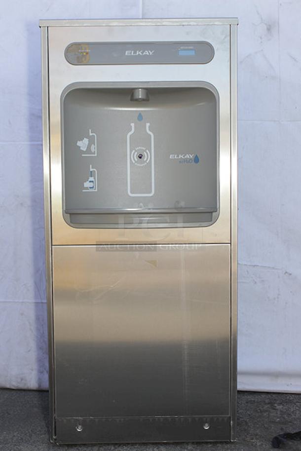 BRAND NEW SCRATCH-N-DENT! Zurn Elkay DSSBF8S ezH20 8 GPH Stainless Steel Freestanding Hands-Free Filtered Bottle Filling Station - Chilled. Unit has minor scratching and denting on left side. - Image 1 of 7