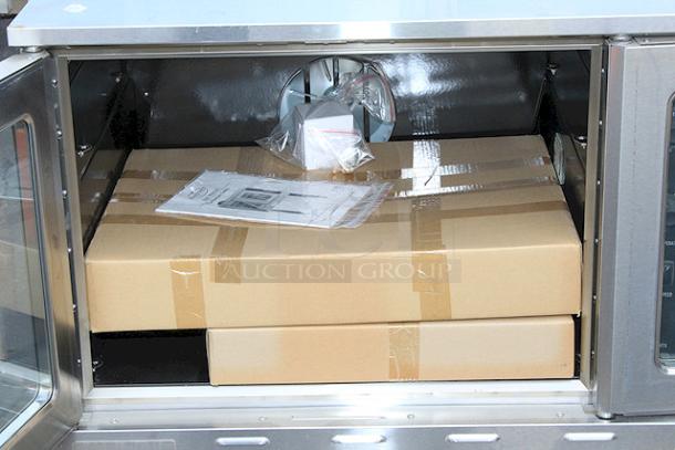 BRAND NEW SCRATCH-N-DENT! MainStreet Equipment CG1-N Single Deck Full Size Natural Gas Convection Oven with Legs - 54,000 BTU	120 Volts	5.9 Amps. Serial No.: 0124CG1N042. - Image 6 of 7